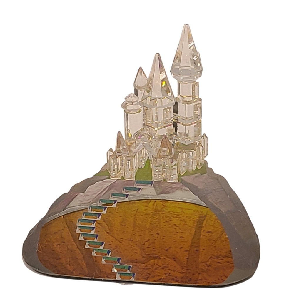 Vintage Crystal World Rainbow Castle Crystal Figurine 2.5" CW Signed Iridescent